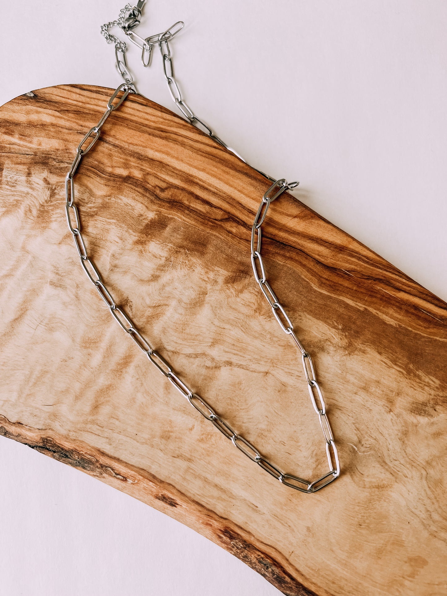 Paperclip Chain Silver Necklace